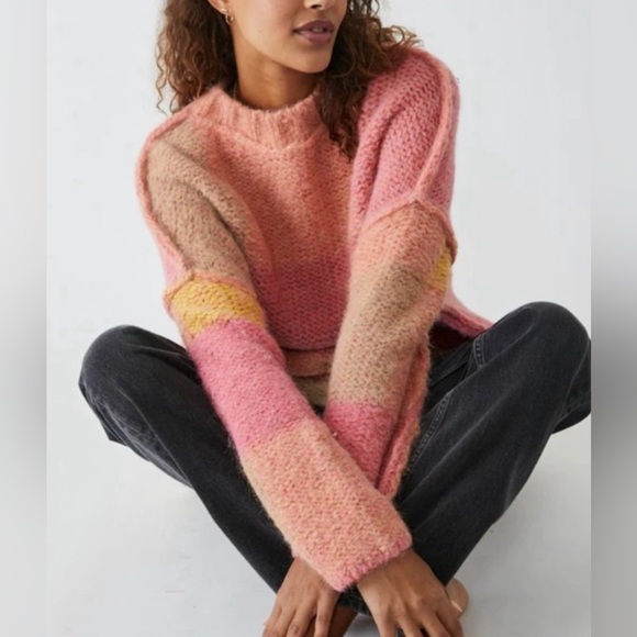 Free People Sweaters - NWT Free People Domino Prairie Sunset Alpaca Wool Blend Pullover Knit Sweater.